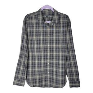 John Varvatos 100% Cotton Plaid Button Men's Shirt Medium